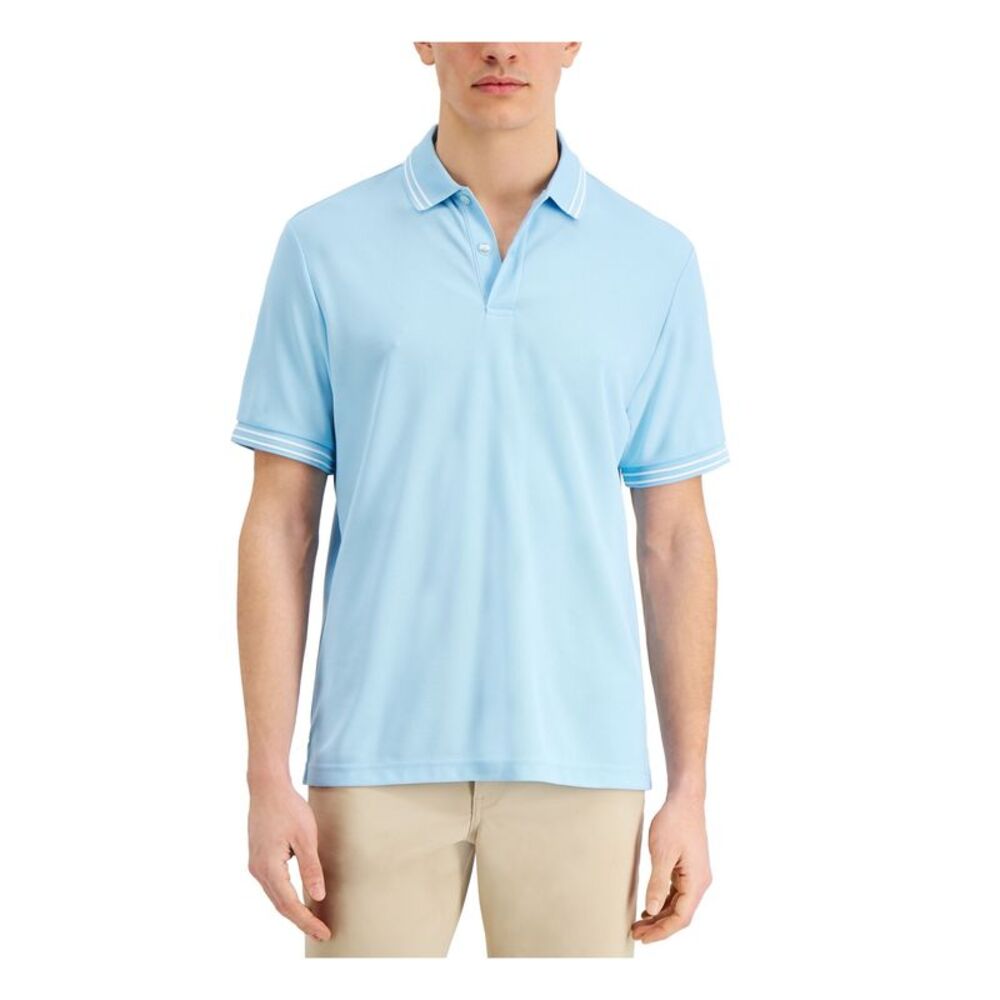 NWT CLUBROOM Mens Light Blue Classic Fit Moisture Wicking Polo L